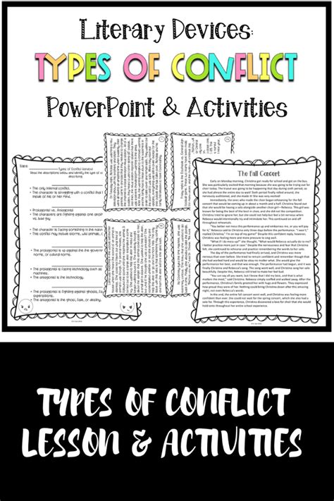middle school types of conflict lesson and activities types of
