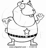 Hamster Super Clipart Waving Chubby Coloring Cartoon Cory Thoman Vector Outlined Royalty 2021 sketch template