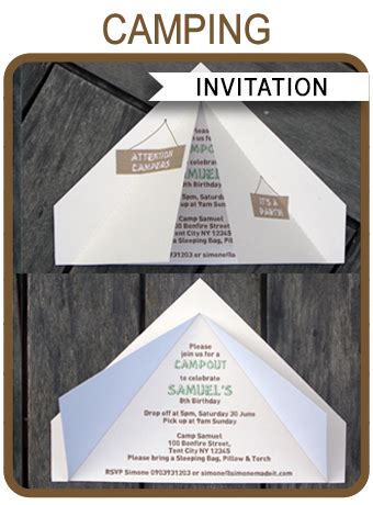 camping tent invitation template  images camping party