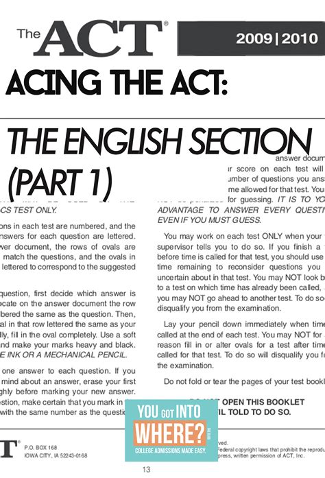 guide  acing  act english section