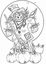 Coloring Scarecrow Pages Halloween Scarecrows Kids Printables Fall Popular Thanksgiving Colouring These Coloringhome sketch template