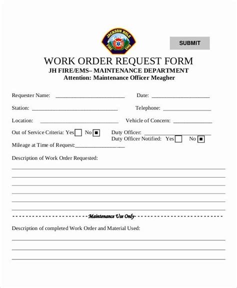work request form elegant sample work request form  examples  word