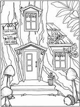 Coloring House Pages Tree Treehouse Fairy Colouring Kids Boomhutten Printable Kleurplaten Template Houses Book Dover Kleurplaat Publications Sheets Fun Print sketch template