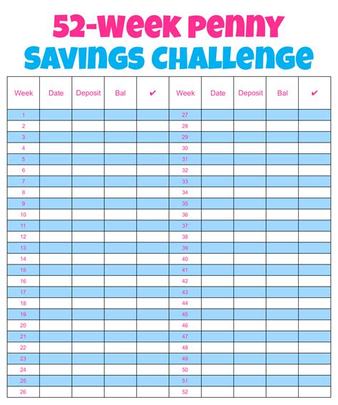 day money challenge printable chart