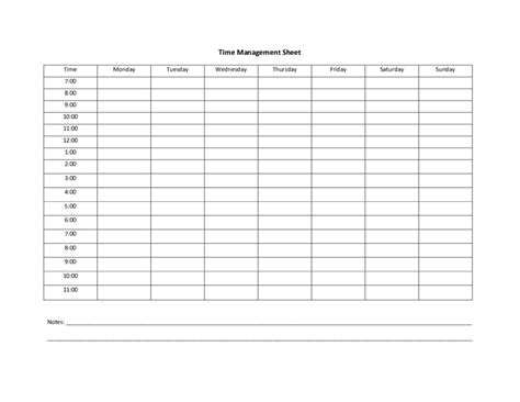 time management worksheet template  printable