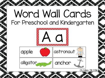word wall alphabet word cards  preschool  kindergarten alphabet