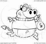 Clipart Robbing Devil Bank Coloring Cartoon Outlined Vector Thoman Cory Royalty sketch template