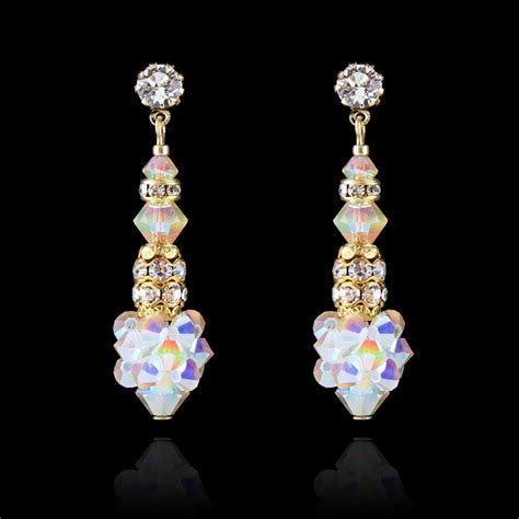 crystal drop earrings  cluster giavan