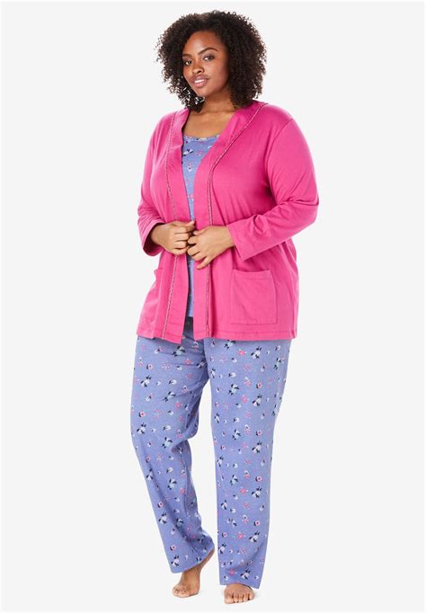 3 piece cotton pajama set by only necessities® french lilac flowers