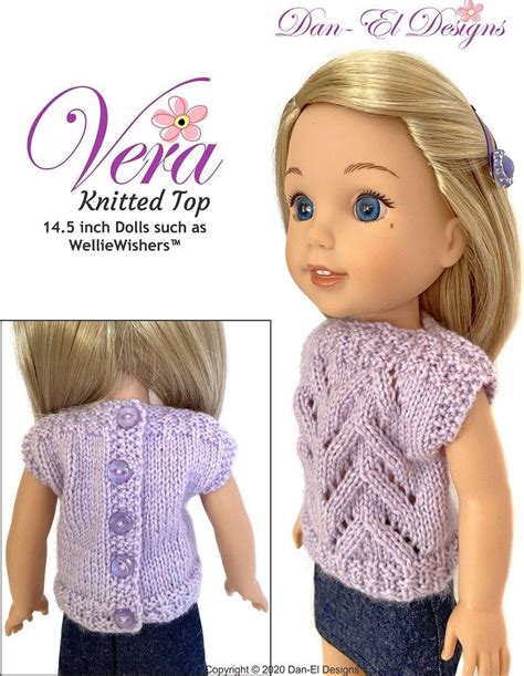 Dan El Designs Vera Top Doll Clothes Knitting Pattern 14 5 Inch Dolls