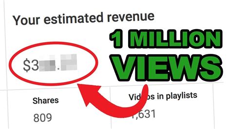 how much i earned from 1 million views youtube