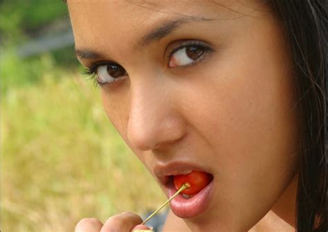 Girl With Cherry Download Hd Wallpapers And Free Images