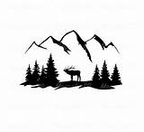 Dxf Clipart Svg Elk Mountain Silhouette Wilderness Forest Deer Mountains Clipground Drawing Vector Simple Hirsch Cutting Etsy sketch template
