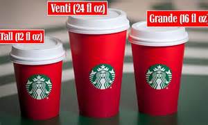 starbucks drink sizes   names daily mail