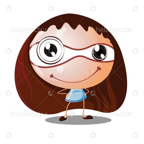 cute smiling cartoon girl  big head small body vector illustration  graphics