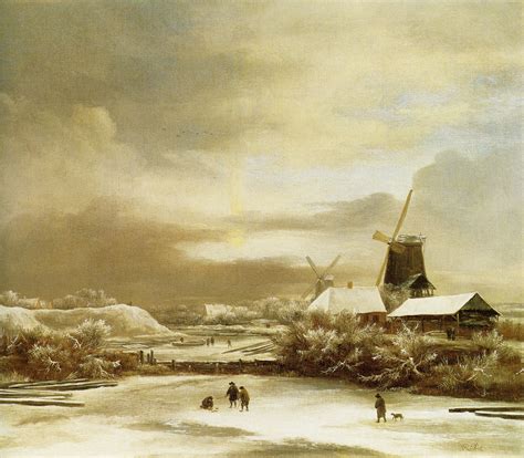 jacob van ruisdael winter landscape   windmills
