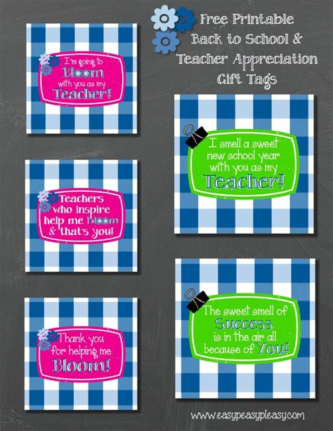 printable teacher gift tags  gift idea easy peasy pleasy