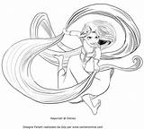 Rapunzel Coloring Hair Action Her Pages sketch template