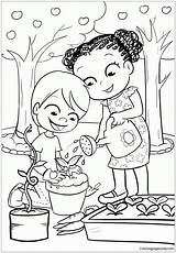Kids Gardening Pages Coloring Color Printable Print Nature sketch template