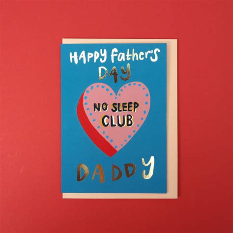 No Sleep Club Gold Foiled Fathers Day Card By Eleanor Bowmer