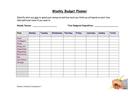 weekly budget planners word excel fomats budget planner template
