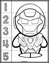 Superheroes Numbers Iron Puzzles Scissor sketch template