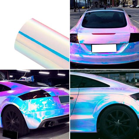 chameleon white colorful rainbow vinyl roll car wrap air release film