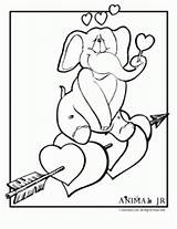 Coloring Valentine Elephant Pages Animal Cute Printable sketch template