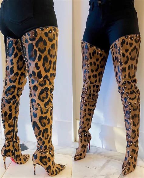 Louboutin Leopard Boots Leopard Boots Outfit Crotch Boots Womens
