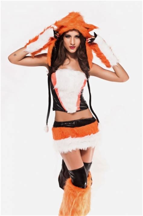 Womens Sexy Cheshire Fox Halloween Costume Orange Adult