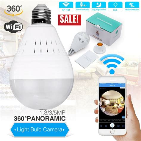 hd p  panoramic wifi ip camera light bulb home security lamp cam  gb sd card