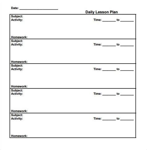 lesson plan template  weekly lesson plan template printable