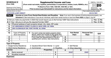 Irs Form 1040 Schedule E 2020