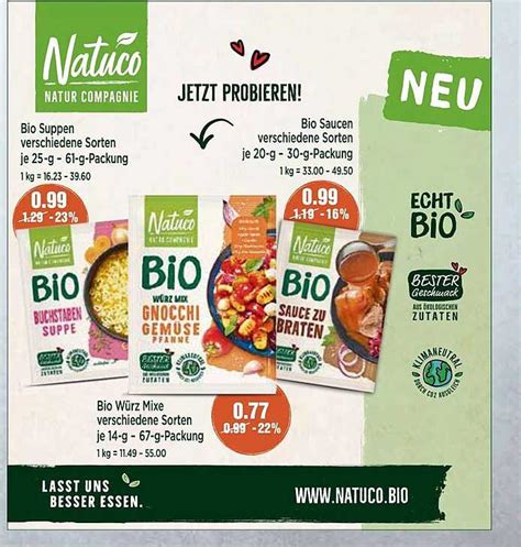natuco bio suppen verschiedene sorten oder bio saucen angebot bei  markt