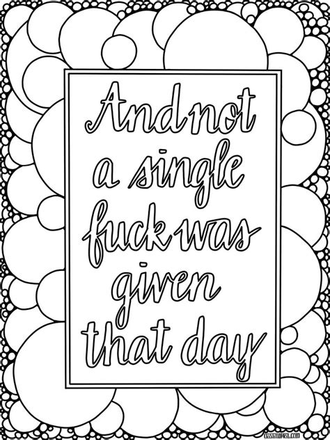 Sassy Sayings Printable Coloring Book For Adults Curse