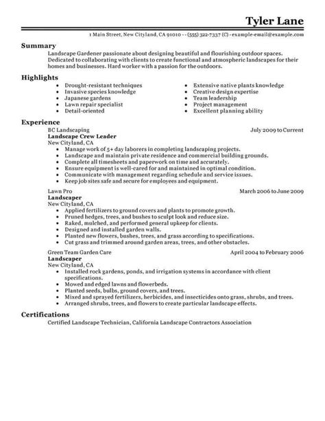 landscaping resume sample