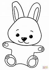 Bunny Coloring Cute Cartoon Pages Rabbit Rabbits Printable Baby Supercoloring Drawing Categories sketch template