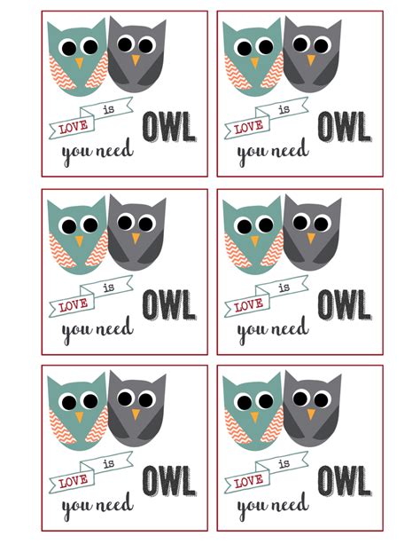 printable owl valentine cards paper trail design