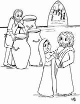 Coloring Jesus Wine Water Into Turns Pages Crafts Sunday School Cana Wedding Bible Clipart Kids Story Para Children Colorear Valentines sketch template