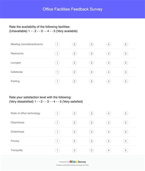 office facilities feedback survey questionnaire template zoho survey