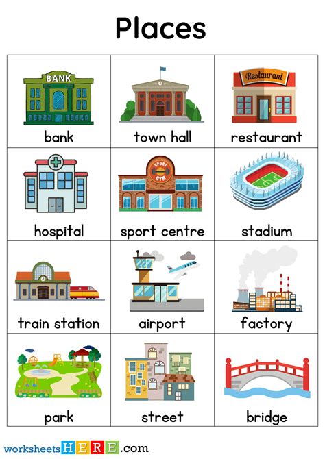 places names  pictures places flashcards  worksheets