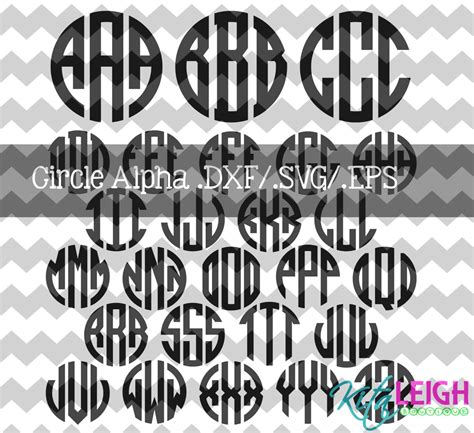 circle monogram alphabet dxfsvgeps file