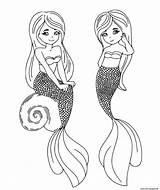 Soeurs Sirenes Sister Douces Sirene Mermaids Gratuit sketch template