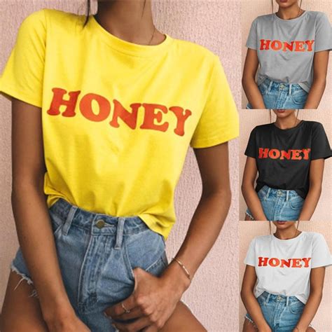 New Arrival Honey T Shirt 90s Women Fashion T Shirt Cotton