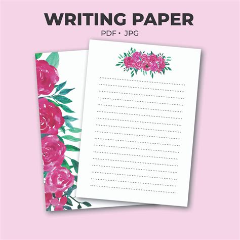 printable letter writing paper floral letter writing paper etsy