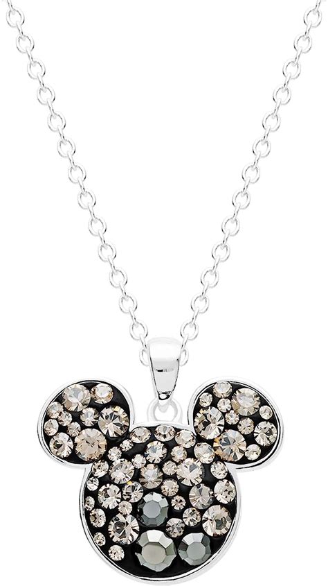 amazoncom disney mickey mouse jewelry  women silver plated pave crystal pendant necklace