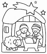 Stable Christmas Coloring Drawing Getdrawings Nativity sketch template