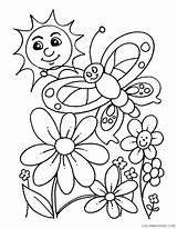 Coloring Pages Coloring4free Spring Butterfly Kids Flower Catching Rainbow sketch template