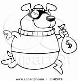 Dog Bank Robbing Cartoon Coloring Clipart Cory Thoman Outlined Vector 2021 sketch template