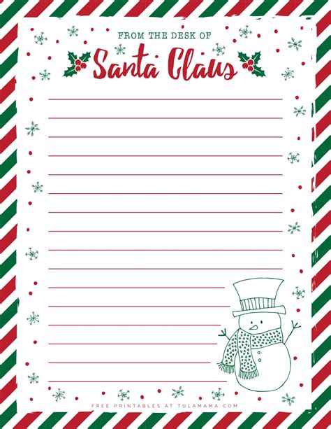 cutest  printable santa letterhead christmas stationery